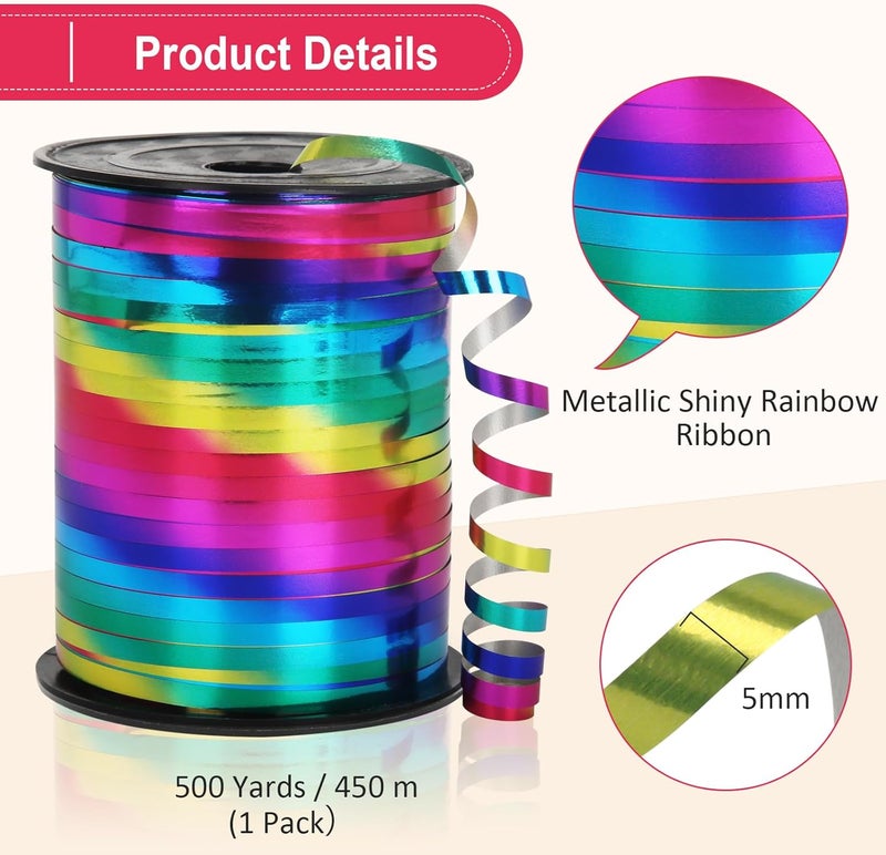 OMISELIO 500 Yard Rainbow Ribbon, Rainbow Curling Ribbon, Curly Ribbon for Gift Wrapping, Balloons, Parties, Weddings, Birthdays, Christmas - Image 5